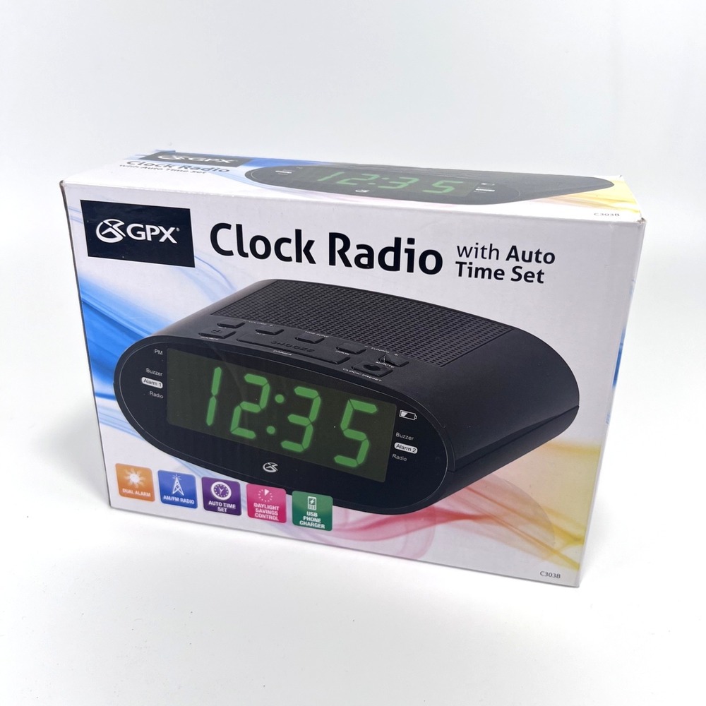 GPX 1.2 in. Black LED Dual Alarm Clock Radio with‎ AM/FM C303B - New